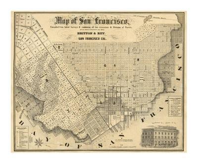 Map of San Francisco, c.1852 Artwork Print by means of Britton Rey photo about Printable Map of San Francisco named Map of San Francisco, c.1852 Artwork Print through Britton Rey